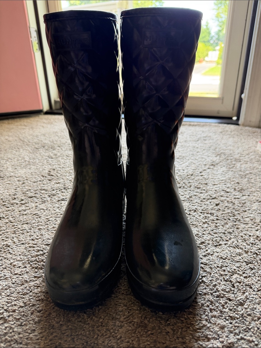 Women's grey Hunter Quilted Rain Boots